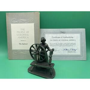 Franklin Mint Pewter Figure People of Colonial America With COA The Spinner